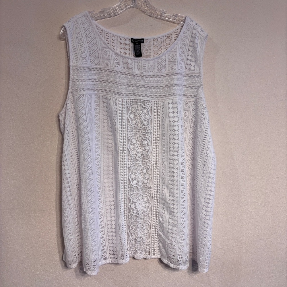 New Directions Women’s White Lace Blouse Tank Top SZ 3X NWT